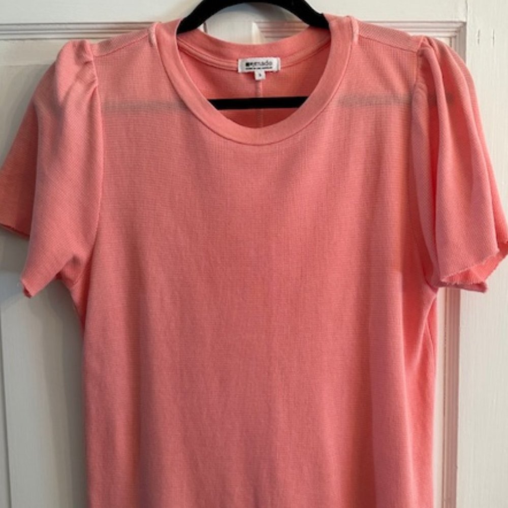 LAmade Short Sleeve Thermal T - SMALL - Raw hem - Coral - NEW WITHOUT TAGS